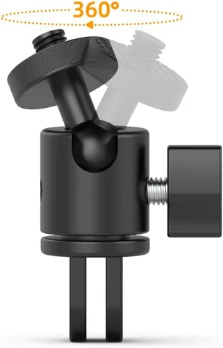 Vista 3 de Soporte de cámara de aluminio con rotación de 360 grados, montaje de adaptador ajustable de tornillo de 1/4, compatible con GoPro Hero