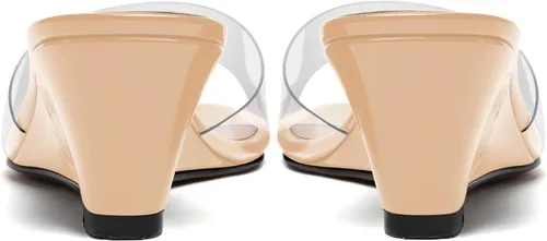 Vista 4 de WAYDERNS Sandalias de tacón bajo con cuña de PVC para mujer, con puntera cuadrada, de 2.0 in