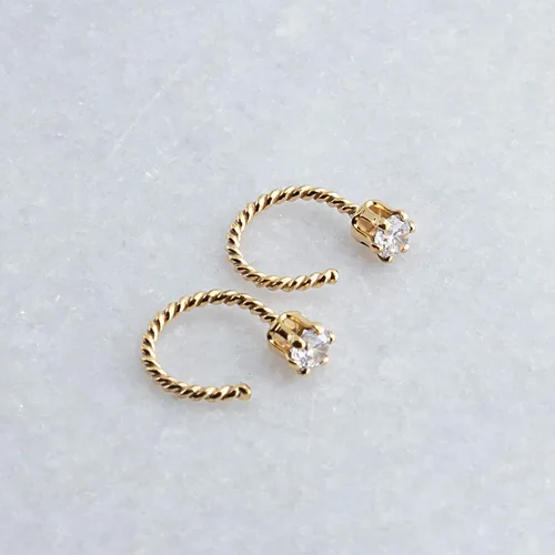 Vista 78 de Half Huggie Birthstone Gold Hoop Earrings for Women Tiny Cartilage Stud Piercing Earring Hypoallergenic Earring Screw Back Dainty Hug