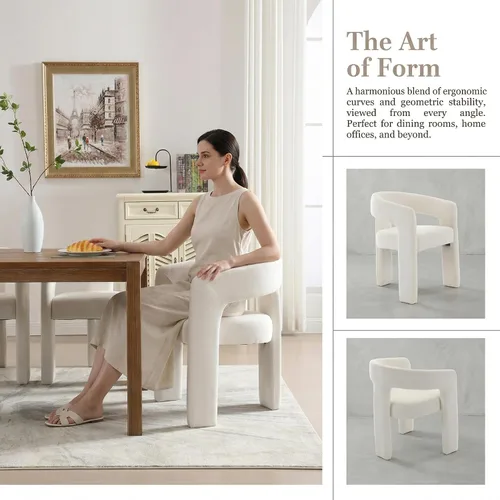 Vista 5 de Hyfirm Sillas de Comedor Modernas Tipo Barril Juego de 1, Cómoda Silla de Comedor de Acento Tapizada en Chenilla con Brazo para Cocina Sala de Estar