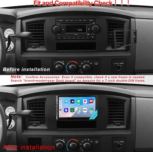 Vista 2 de Estéreo de auto doble DIN de 7 pulgadas con Apple CarPlay Android Auto, radio para automóvil Bluetooth 5.2, pantalla táctil IPS 1024 600, cámara
