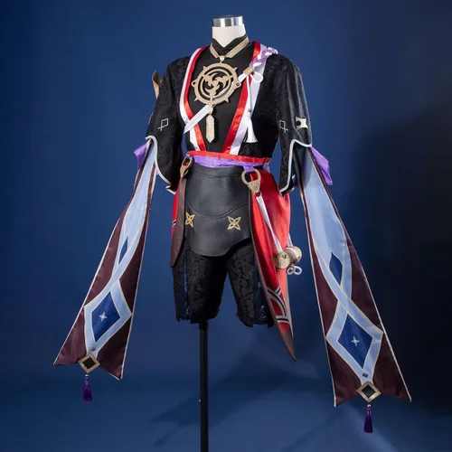 Vista 2 de Genshin Impact Cosplay Jacquard Upgrade Ver Ganyu Aether Zhongli Kaveh Cosplay