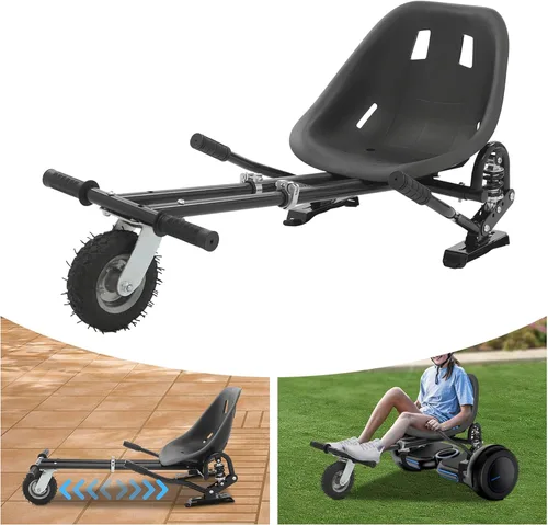 Vista 4 de Accesorio de asiento Hoverboard, 27.5 a 37.4 pulgadas, ajuste ajustable para asiento de scooter con doble amortiguador para patinetes de equilibrio