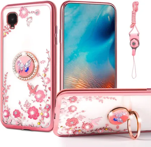 Vista 30 de nancheng Funda de teléfono para TCL A3X (A600DL), funda para Alcatel TCL A3X niñas y mujeres, bonita funda de silicona transparente con purpurina