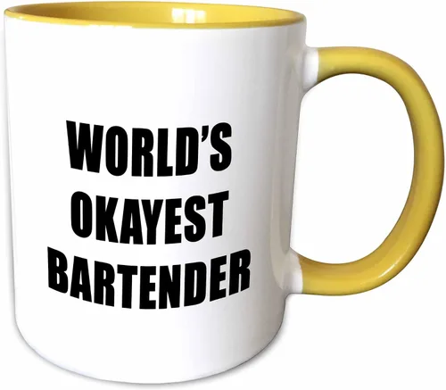 Vista 12 de 3dRose WORLDS OKAYEST BARTENDER - Taza de dos tonos (15 onzas), color negro