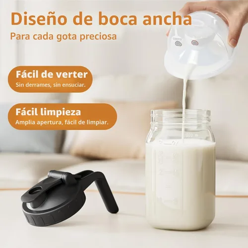 Vista 6 de Jarra de leche materna, tarro Mason de 32 onzas, tarro de boca ancha con tapa abatible verde y boquilla de vertido, sello hermético resistente
