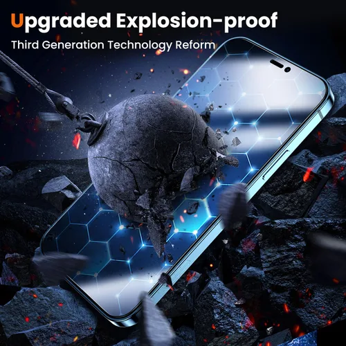 Vista 6 de UniqueMe - Protector de pantalla con filtro de privacidad para iPhone 12 Pro Max - [Resistente a roturas de grado militar y dureza 9H+] Protector