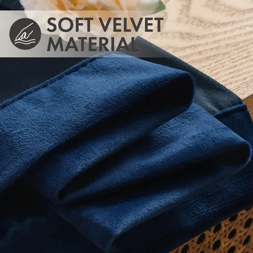 Vista 5 de MIULEE Navy Blue Velvet Curtains 4 Panels Set Back Tab 40 x 96 Inch Long Azul marino