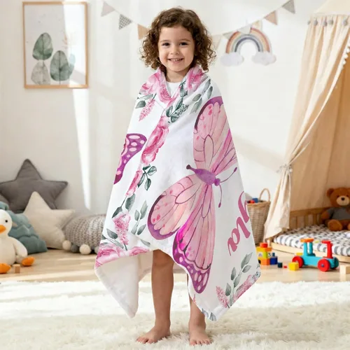 Vista 5 de Manta de mariposa personalizada con texto, manta de franela personalizada con nombre, para niños, perros y gatos, regalo de 30 x 40 pulgadas, XS