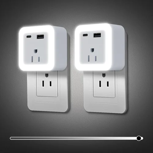 Vista 11 de JackonLux Luces nocturnas enchufables a la pared, paquete de 2 luces de reserva con batería recargable, sensor de atardecer a amanecer, luz nocturna