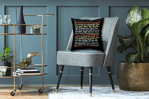 Vista 2 de Funda de Almohada Suave para Decoración con Citas Inspiradoras "Eres Valiente Suficiente Amado", Funda de Almohada y Cojín para Sofá, Sofá Cama