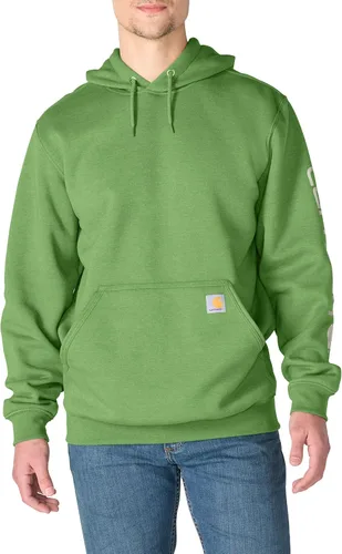 Vista 8 de Carhartt Sudadera de ajuste holgado para hombre con logotipo en la manga, de peso medio, gráfica, liquidación Terreno ámbar