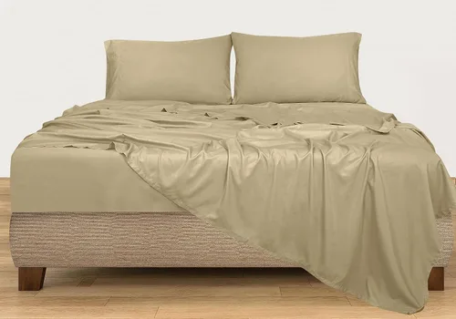 Vista 7 de ROYALE LINENS Juego de sábanas de 300 hilos 100% algodón peinado de fibras largas, 4 piezas, 1 sábana bajera, 1 encimera y 2 fundas de almohada