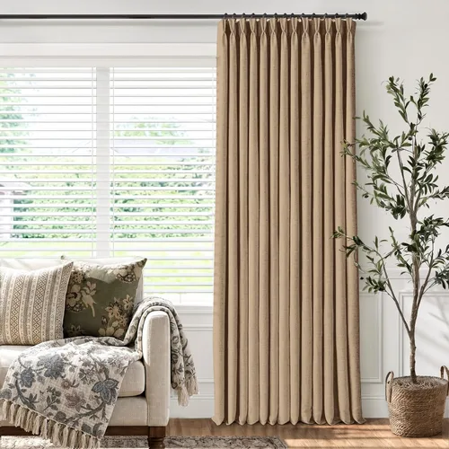 Vista 15 de CAPALOCA Cortinas extra de 60 pulgadas de ancho 100% opacas de 96 pulgadas Desnudo Natural