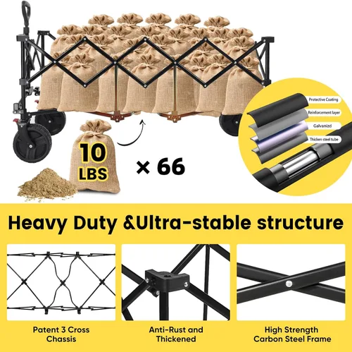 Vista 5 de Sekey Carro plegable extendido de 300 L, capacidad de 660 libras Gris