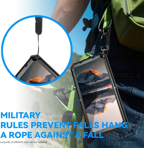 Vista 7 de Simicoo Funda de metal militar resistente compatible con Samsung Galaxy S26 Ultra protección contra caídas, cubierta de metal resistente con Negro