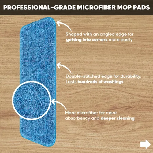 Vista 2 de Paquete de 3 cabezales de repuesto para mopa de cincha, mopas de microfibra para limpieza de suelos, mopa de pared con almohadillas lavables