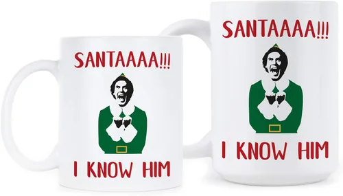 Vista 2 de Taza de Santa I Know Him OMG Santa I Know Him