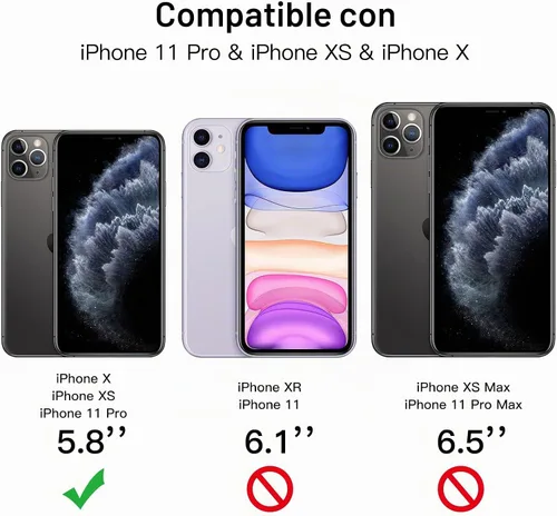 Vista 2 de JETech Protector de pantalla de privacidad de cobertura completa para iPhone 11 Pro/X/XS de 5.8 pulgadas, película de vidrio templado antiespía