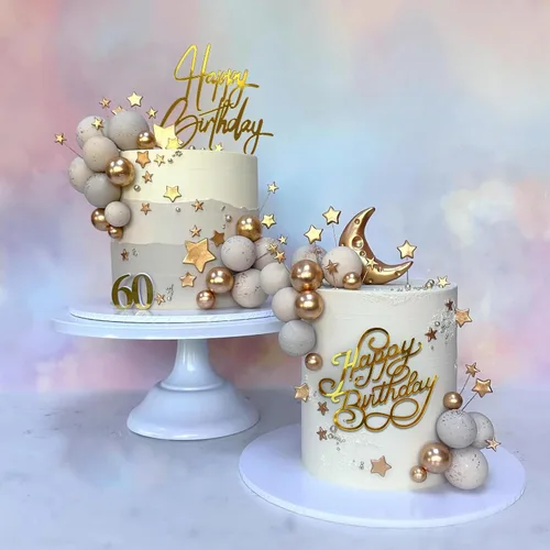 Vista 5 de 10 adornos acrílicos dorados para tartas de cumpleaños, 10 estilos