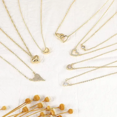 Vista 6 de Gold Pendant Necklace for Women, Dainty Diamond Necklaces for Women Simple 14K Gold Plated Paperclip Choker Necklaces Cute Minimalist Open Oval