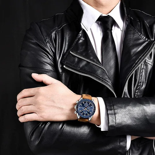 Vista 4 de BY BENYAR Reloj de pulsera para hombre Tienda analógico relojes para hombre negocios trabajo impermeable cronógrafo para hombre moda minimalista