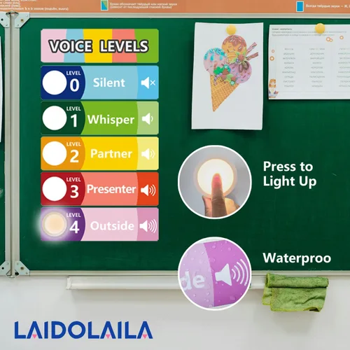 Vista 5 de Tabla de nivel de ruido para el aula con 5 luces de disco interactivas, control de voz, ayuda visual para profesores, herramienta de gestión de aula
