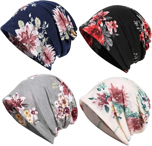 Vista 14 de JarseHera Gorro holgado de mujer con encaje de algodón, gorros para quimioterapia, gorros para el cáncer, turbante