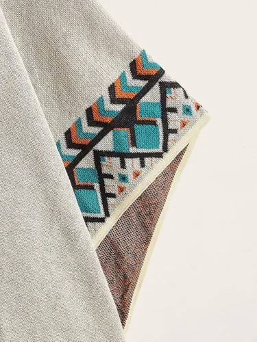 Vista 3 de Verdusa Poncho con borla estampada y frente abierto para mujer