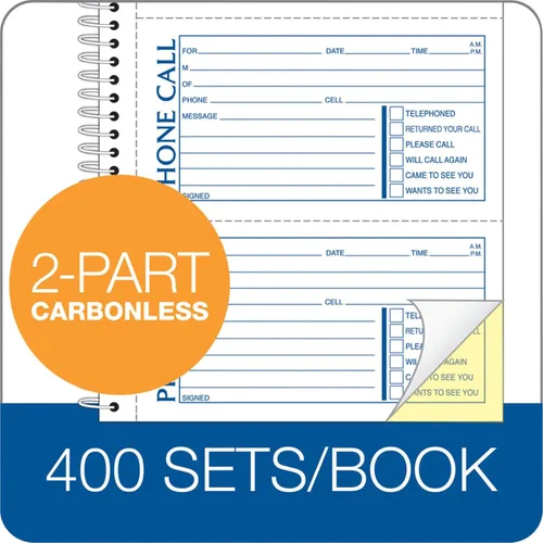 Vista 4 de Adams Libro de mensajes para teléfono, duplicado sin carbono, 5.50 x 11 pulgadas, 4 juegos por página, 400 juegos por libro (SC1154D)