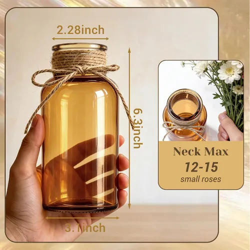 Vista 2 de Jarrones de cristal para centros de mesa, jarrones cilíndricos bohemios en tarros de masón a granel para bodas, fiestas y día de la madre