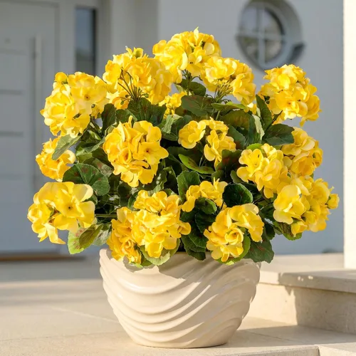 Vista 15 de 4 piezas de plantas falsas para decoración del hogar, flores artificiales, geranios artificiales, flores artificiales para exteriores, ramo de seda