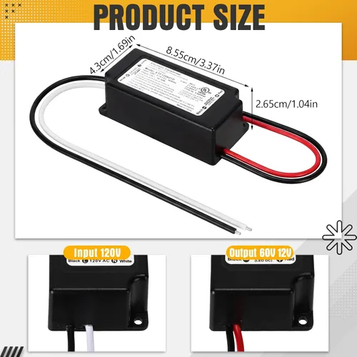 Vista 2 de Controlador LED regulable de 12 V de 60 W Ul listado