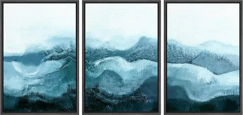 Vista 144 de NWT Lienzo enmarcado para pared, juego de arte en acuarela pastel, bosque de montaña oscura, naturaleza silvestre, ilustraciones de arte moderno