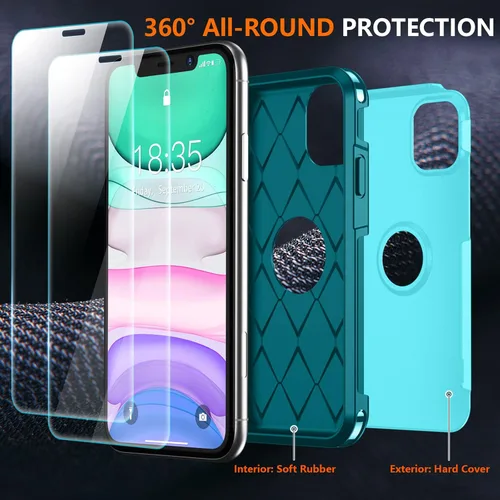 Vista 3 de SPIDERCASE Funda a prueba de golpes para iPhone 11, [protección contra caídas de grado militar de 10 pies] Funda de protección de cuerpo completo
