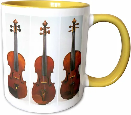 Vista 11 de 3dRose (mug_34744_4) Taza negra de dos tonos con 3 violines antiguos, 11 onzas Blanco