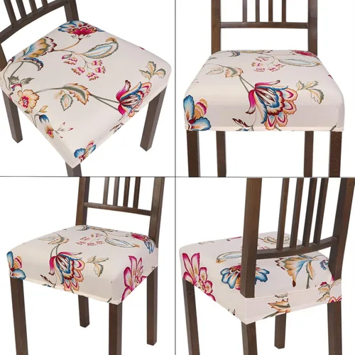 Vista 8 de SearchI Juego de 4 fundas de asiento para sillas de comedor repelentes al agua, fundas de asiento elásticas lavables para sillas de comedor