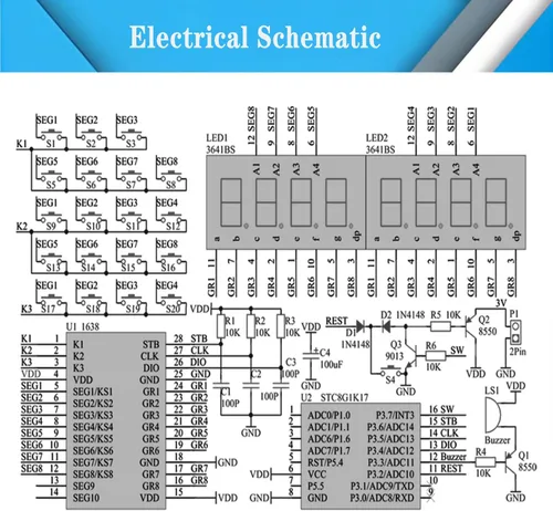 Vista 4 de Kit de práctica de soldadura DIY 7 dígitos pantalla LED calculadora electrónica y decodificador de resistencias, construcción de proyectos