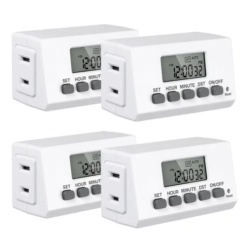 Vista 12 de BN-LINK Temporizador de luz digital para interiores, enchufe programable de 7 días con 2 salidas independientes de 3 clavijas, para lámparas