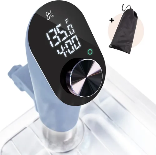 Vista 8 de Greater Goods Cocina Sous Vide de Precisión - Olla de cocción, circulador de inmersión, motor sin escobillas, 1100 vatios (Abedul)