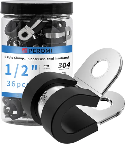 Vista 7 de 12 piezas de abrazaderas de cable dobles de 1-1/2" con refuerzo remachado actualizado, abrazaderas de tubo de bucle aislado con almohadilla de goma