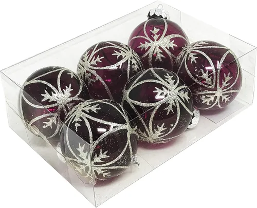 Vista 6 de Allgala - Paquete de 6 bolas para decorar el árbol de Navidad, 3" con lujosa decoración con brillantina (negro)