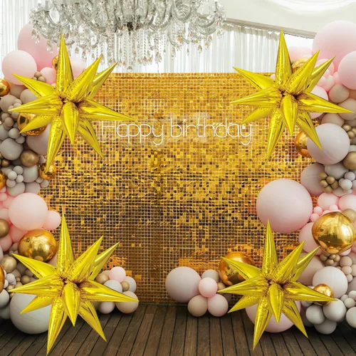 Vista 5 de Globos de papel de aluminio con forma de estrella para cumpleaños, despedida de soltera, compromiso, boda, fiesta, 2 globos grandes dorados Oro
