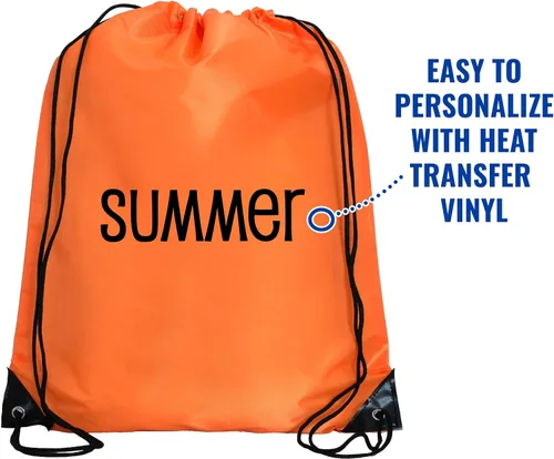 Vista 5 de Threadart Mochilas con cordón Paquete de 10 Saco deportivo de cuerda Gimnasio, almacenamiento y viajes Grande 15 x 18.5 pulgadas, Naranja, Viajar