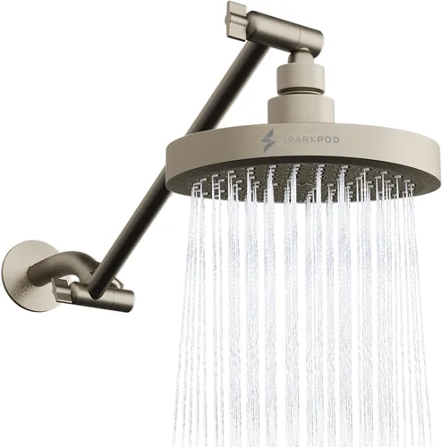 Vista 10 de SparkPod Cabezal de Ducha de Lluvia Redondo con Brazo de Extensión - Cabezal de Ducha de Altura Ajustable con Rendimiento de Alta Presión