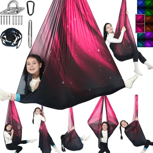 Vista 8 de Columpio Sensorial para Niños Soporta hasta 300 libras Interior y Exterior Columpio de Terapia Abrazador con Kit Colgador de Ganchos para Hamaca