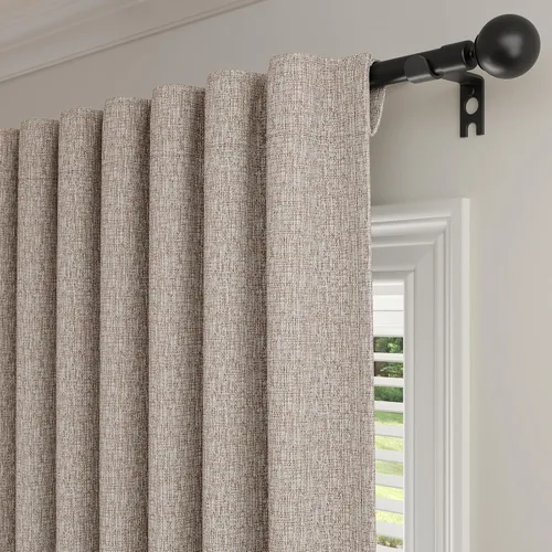 Vista 22 de Rinwoc - Cortinas 100% opacas para dormitorio, cortinas con aislamiento térmico de 1.6 m de longitud, 2 paneles, lino texturizado de estilo granja