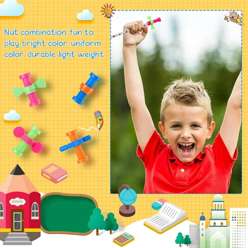 Vista 4 de 24 piezas de juguetes sensoriales para aliviar el estrés, para lápices, de plástico, coloridos, para TDAH, autismo, ansiedad y alivio del estrés