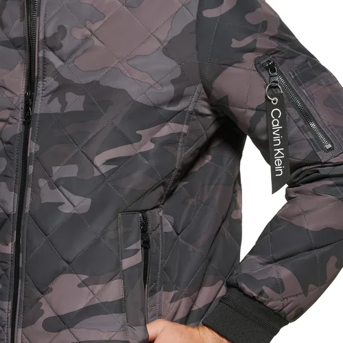 Vista 4 de Calvin Klein chamarra de aviador con detalle de cremallera acolchada para hombre