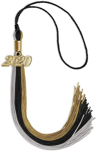 Vista 109 de Endea - Borla de graduación de triple color con gota de fecha dorada (negro/dorado/granate, 2020)